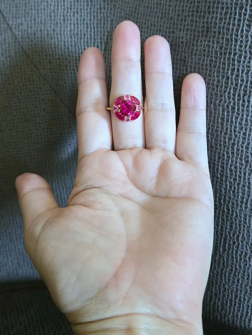 Shivam Lab🧪 Created Pink💕 Ruby Flower🏵 Ring💍 - NWT